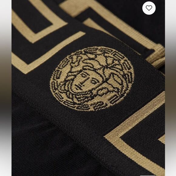 NWT XS Versace Black Greca High-Rise Briefs Panties Cotton - Size: 1 (X-Small) - Picture 3 of 13